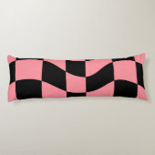 Warped Checkerboard Throw Pillow Trippy Pink Retro Lichaamskussen (Achterkant)