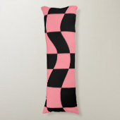 Warped Checkerboard Throw Pillow Trippy Pink Retro Lichaamskussen (Voorkant Verticaal)