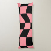 Warped Checkerboard Throw Pillow Trippy Pink Retro Lichaamskussen (Achterkant (Verticaal))