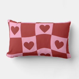 Warped Crimson Pink Checkerboard Pillow Kussen