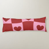 Warped Crimson Pink Checkerboard Pillow Lichaamskussen (Achterkant)