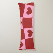 Warped Crimson Pink Checkerboard Pillow Lichaamskussen (Voorkant Verticaal)