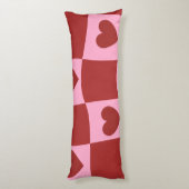 Warped Crimson Pink Checkerboard Pillow Lichaamskussen (Achterkant (Verticaal))