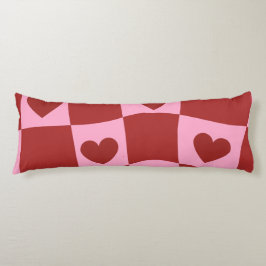 Warped Crimson Pink Checkerboard Pillow Lichaamskussen