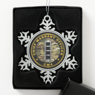 Warrant Officer 4 CW4 Tin Sneeuwvlok Ornament