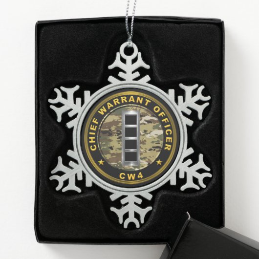 Warrant Officer 4 CW4 Tin Sneeuwvlok Ornament (Kistje)