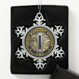 Warrant Officer 5 CW5 Tin Sneeuwvlok Ornament