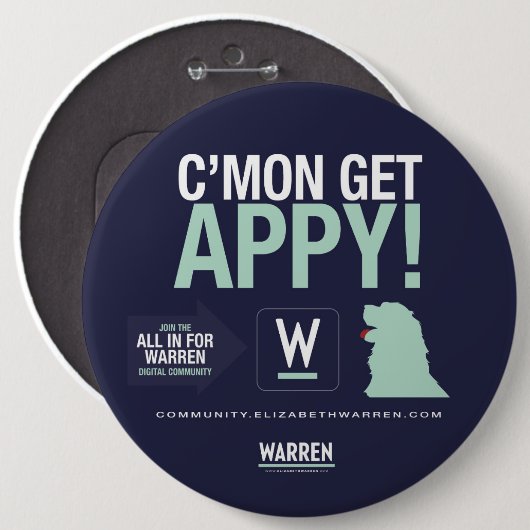 Warren 2020 - Bailey - C'Mon Haal APPY! Ronde Button 6,0 Cm (Voorkant /achterkant)