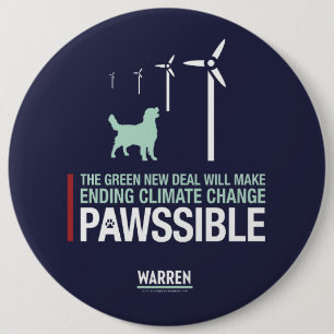 Warren 2020 - Bailey - Green New Deal Ronde Button 6,0 Cm