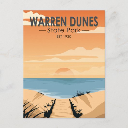 Warren Dunes State Park Michigan Vintage Briefkaart (Voorkant)