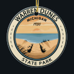Warren Dunes State Park Michigan Vintage Keramisch Ornament<br><div class="desc">Warren Dunes State Park kunstwerk ontwerp. De grote zandduinen van het park en de luierstranden maken het een van de populairste parken van de staat Michigan</div>
