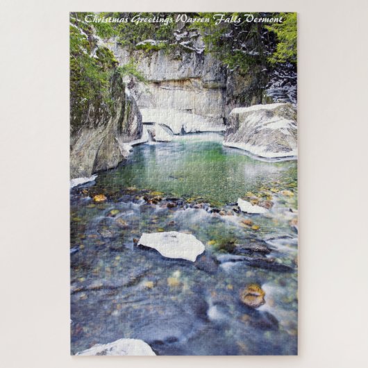 Warren Falls Vermont. Kerstgroeten Legpuzzel (Verticaal)