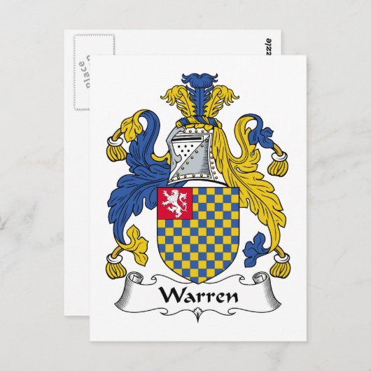 Warren Family Crest Briefkaart (Voorkant / Achterkant)