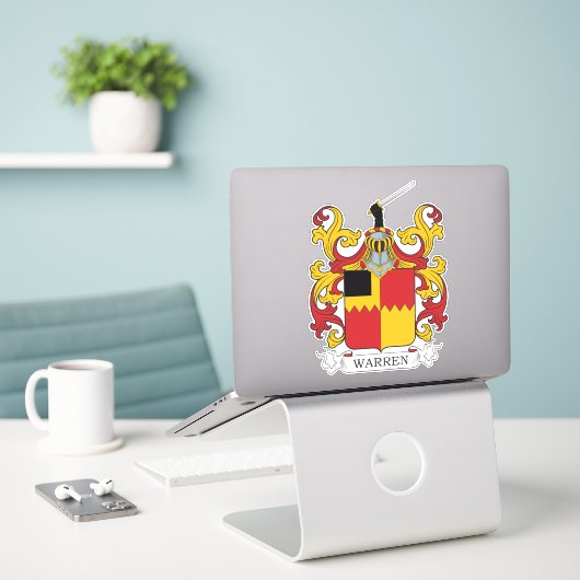 Warren Family Crest Sticker (Laptop op bureau)