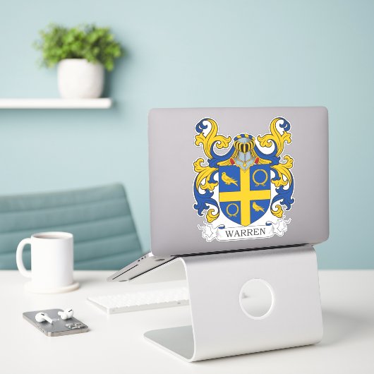 Warren Family Crest Sticker (Laptop op bureau)