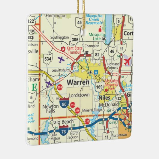 Warren Ohio Map Keramisch Ornament (Rechts)