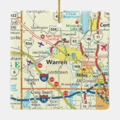 Warren Ohio Map Keramisch Ornament (Achterkant)