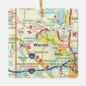 Warren Ohio Map Keramisch Ornament (Voorkant)