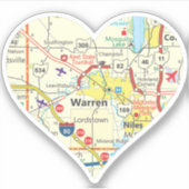 Warren Ohio Map Sticker (Voorkant)
