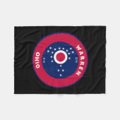 Warren Ohio Oh Flag Badge Roundlet Souvenir  Fleece Deken (Voorkant (Horizontaal))