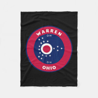 Warren Ohio Oh Flag Dge Roundlet Souvenir  Fleece Deken