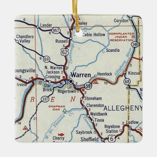 Warren PA  kaart Keramisch Ornament (Voorkant)