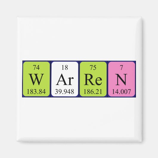 Warren periodieke lijstnaam magnet (Voorkant)