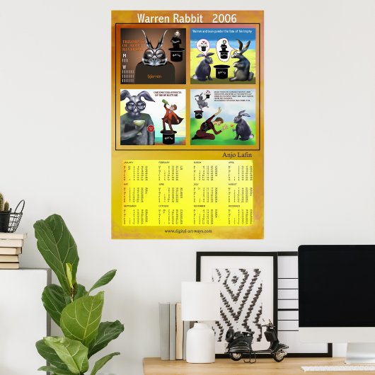 Warren Rabbit 2006 kalender van Anjo Lafin Poster (Thuiskantoor)