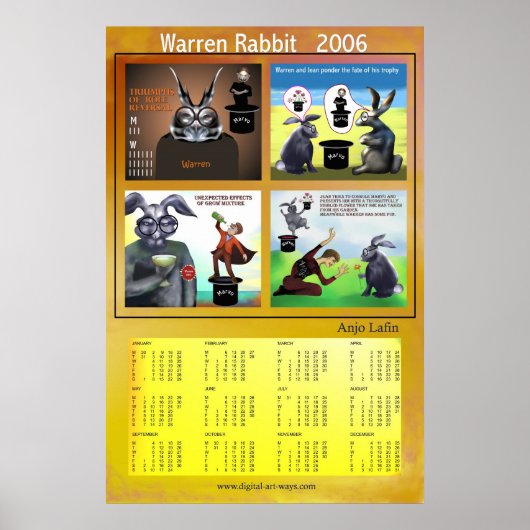 Warren Rabbit 2006 kalender van Anjo Lafin Poster (Voorkant)