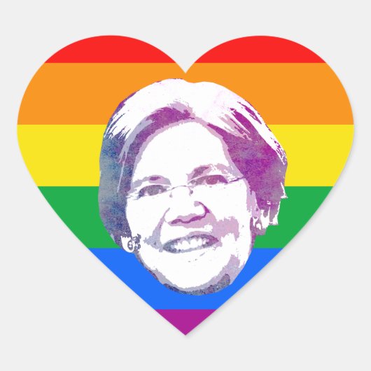 Warren Regenboog Strepen Hart Sticker (Voorkant)
