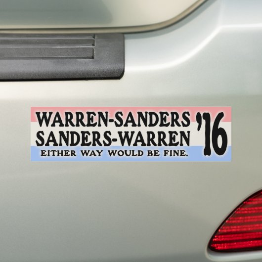 Warren - Sanders, Sanders Warren Bumpersticker (Op auto)