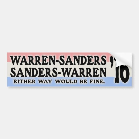 Warren - Sanders, Sanders Warren Bumpersticker (Voorkant)