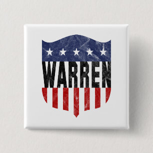 WARREN sterren en strepen Vierkante Button 5,1 Cm