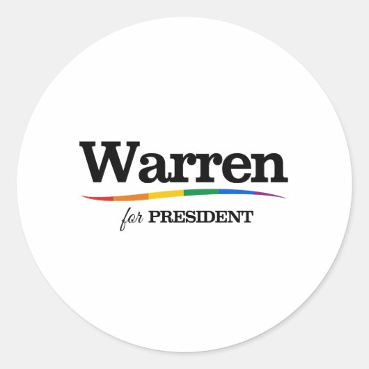 Warren voor President Ronde Sticker (Voorkant)