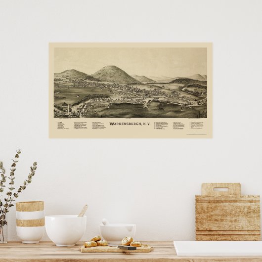 Warrensburg, NY Panoramic Map - 1891 Poster (Keuken)