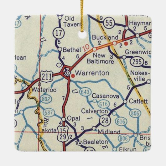 Warrenton VA  kaart Keramisch Ornament (Achterkant)