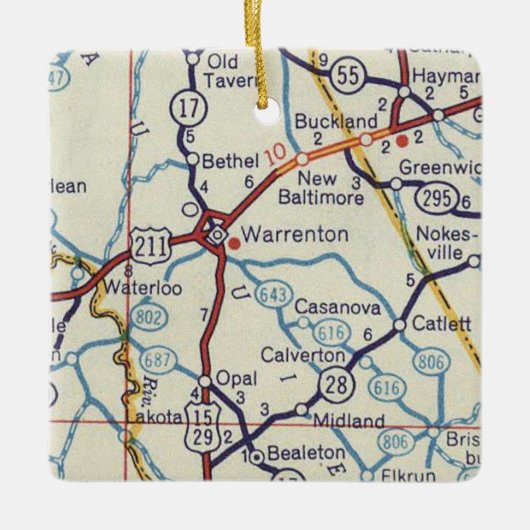 Warrenton VA  kaart Keramisch Ornament (Voorkant)