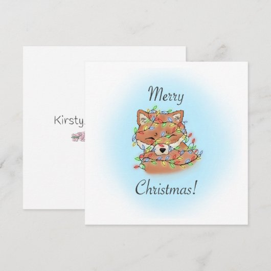 warrige vos feestdagenkaart (Voorkant / Achterkant)