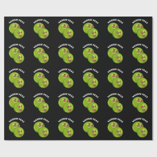 Warrin Peace Funny Pea Pun Dark BG Cadeaupapier (Vlak)