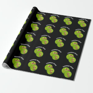 Warrin Peace Funny Pea Pun Dark BG Cadeaupapier