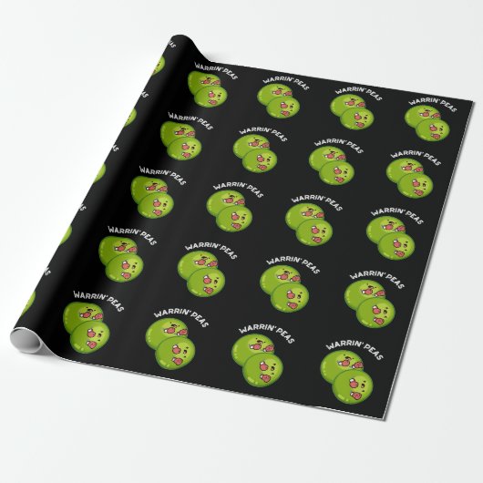 Warrin Peace Funny Pea Pun Dark BG Cadeaupapier (Uitgerold)