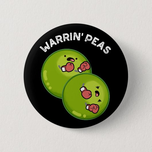 Warrin Peace Funny Pea Pun Dark BG Ronde Button 5,7 Cm (Voorkant)