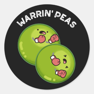 Warrin Peace Funny Pea Pun Dark BG Ronde Sticker