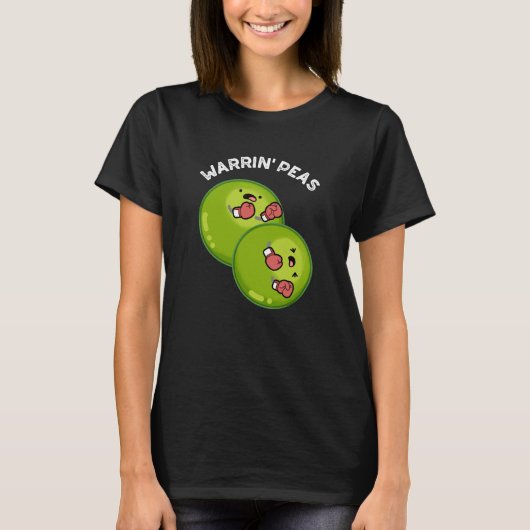 Warrin Peace Funny Pea Pun Dark BG T-shirt (Voorkant)