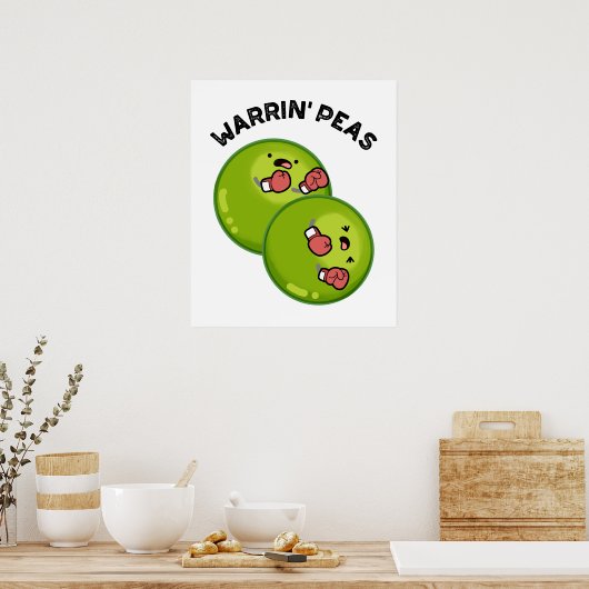 Warrin Peace Funny Pea Pun Poster (Keuken)
