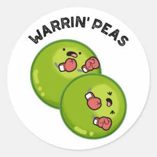 Warrin Peace Funny Pea Pun Ronde Sticker