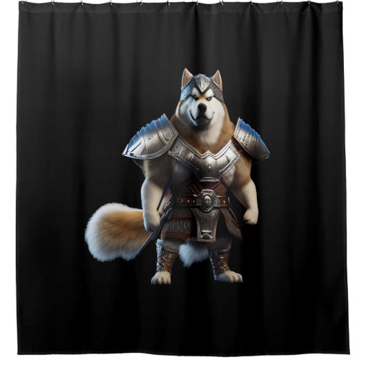 Warrior Alaskan Malamute Dog, Militaire Alaskan Do Douchegordijn (Voorkant)