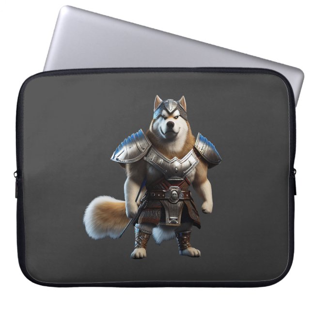Warrior Alaskan Malamute Dog, Militaire Alaskan Do Laptop Sleeve (Voorkant)