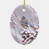 Warrior American Robin in Winter Keramisch Ornament (Voorkant)
