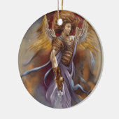 Warrior Angel of Protection in Waterverf Lavender Keramisch Ornament (Links)